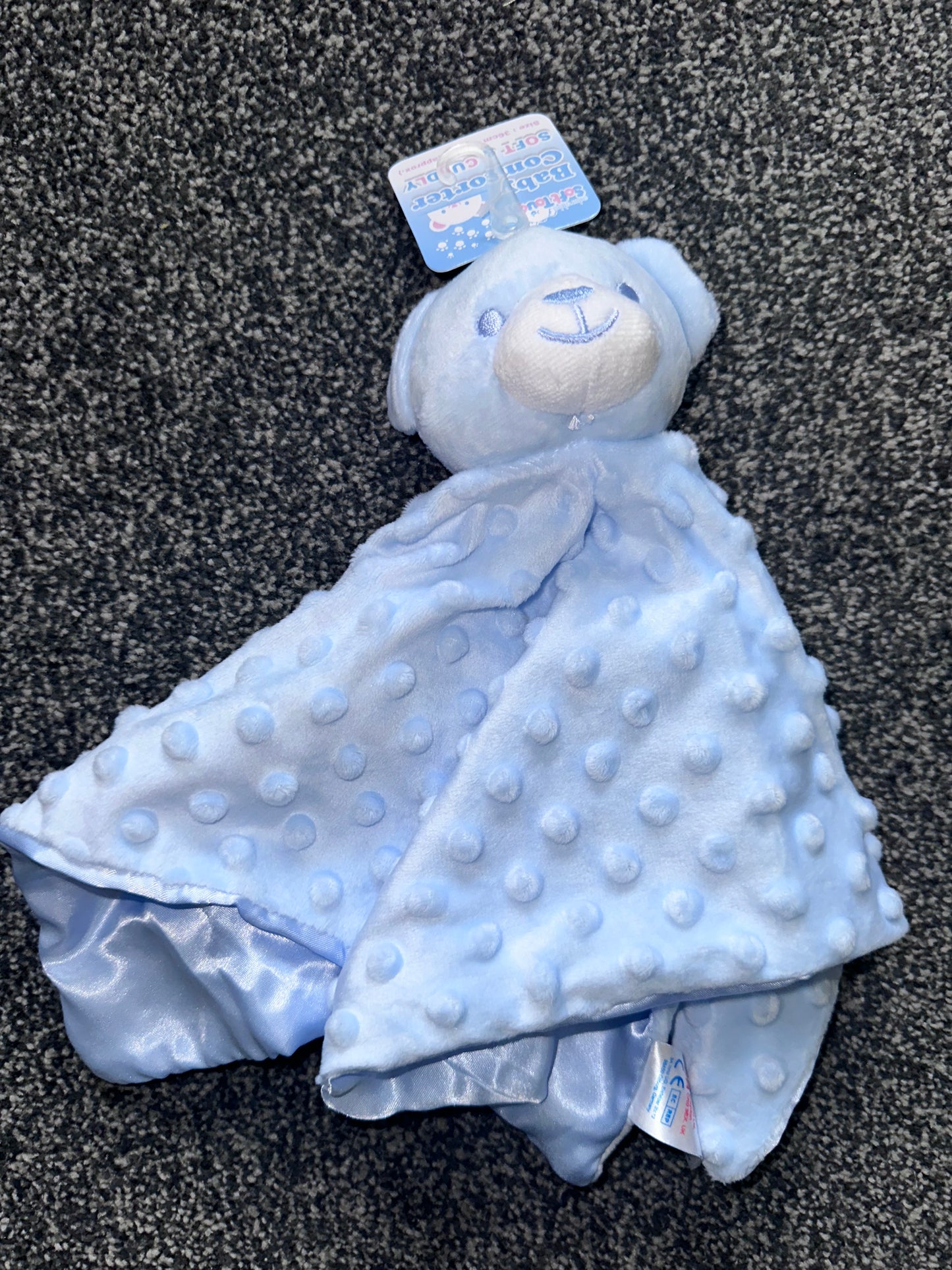 Blue teddy comforter